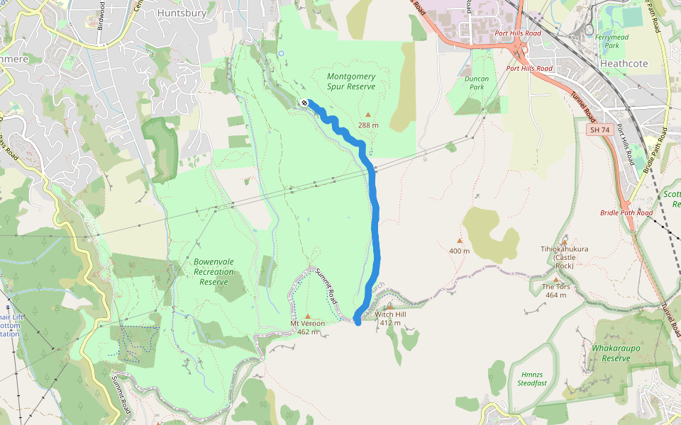 Mt Vernon Farm Park walking route map in Christchurch