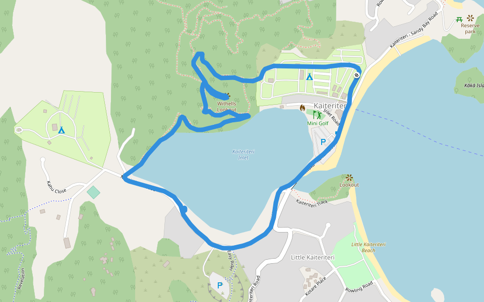 Kaiteriteri Inlet walking route map in Kaiteriteri