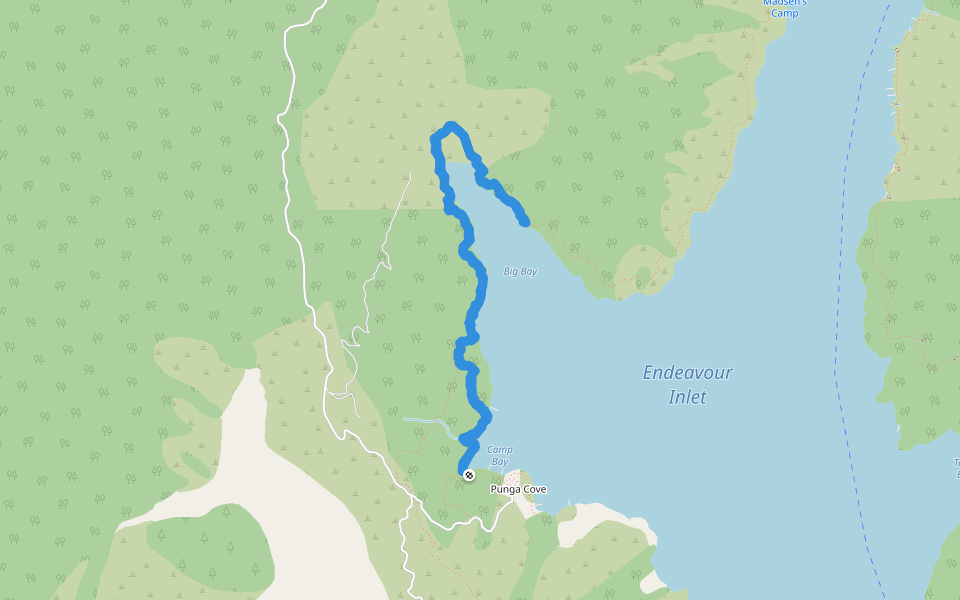 Queen Charlotte Track walking route map in Punga Cove