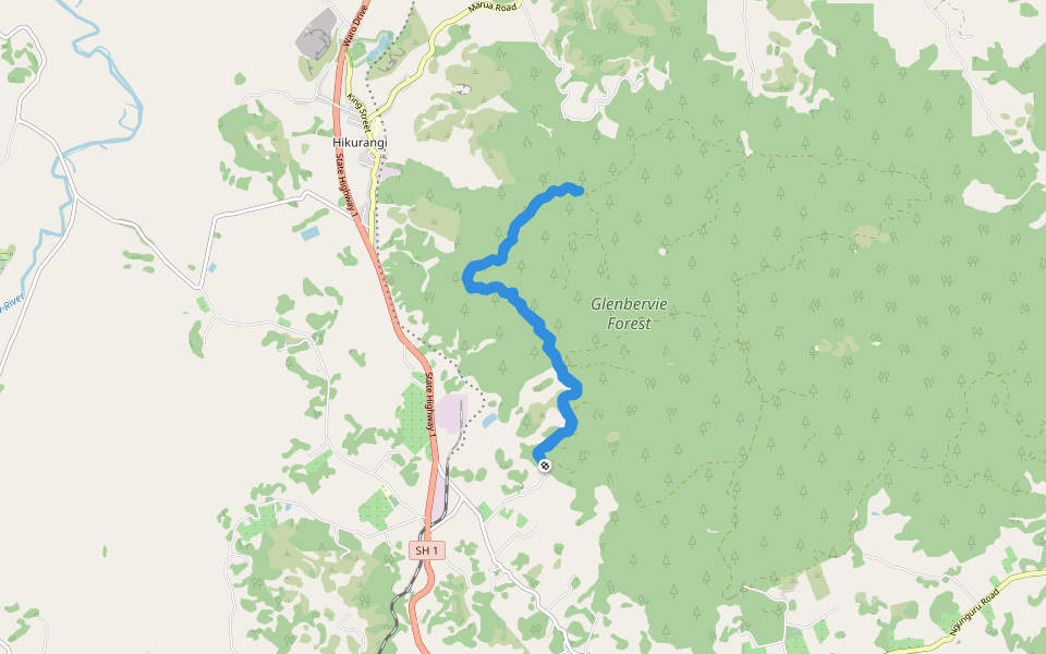 Marua Road walking route map in Kauri