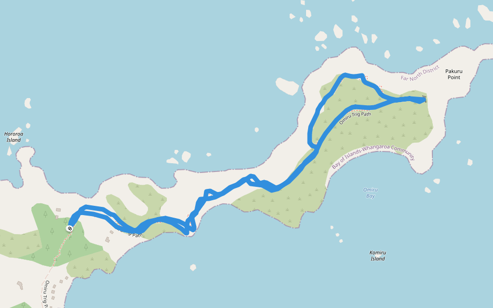 Omiru Trig Path walking route map in Kaeo