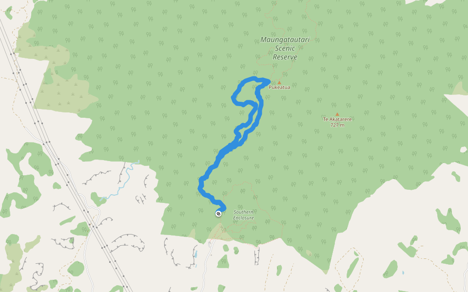 Southern Enclosure walking route map in Pukeatua