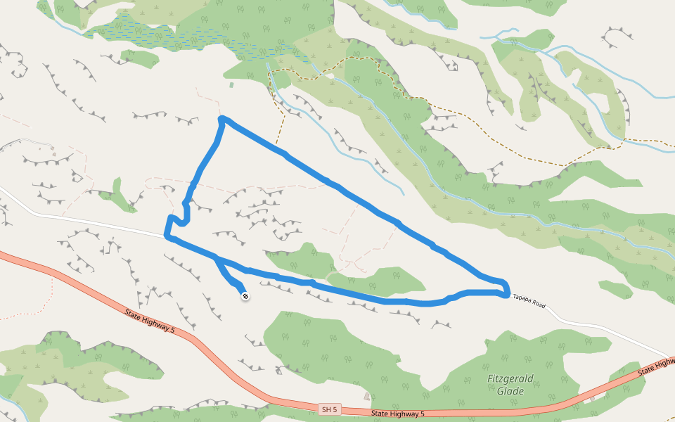 Tapapa Road walking route map in Tapapa
