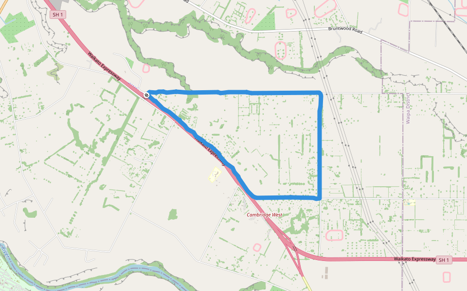 Pickering Road walking route map in Tamahere