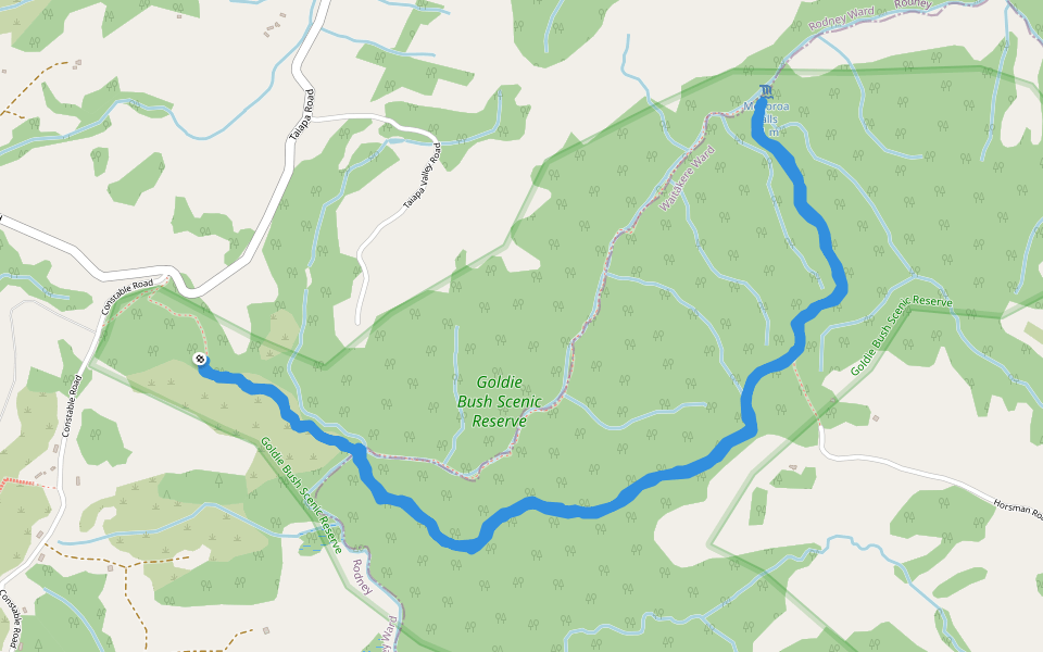 Goldie Bush - Bush Walkway walking route map in Muriwai