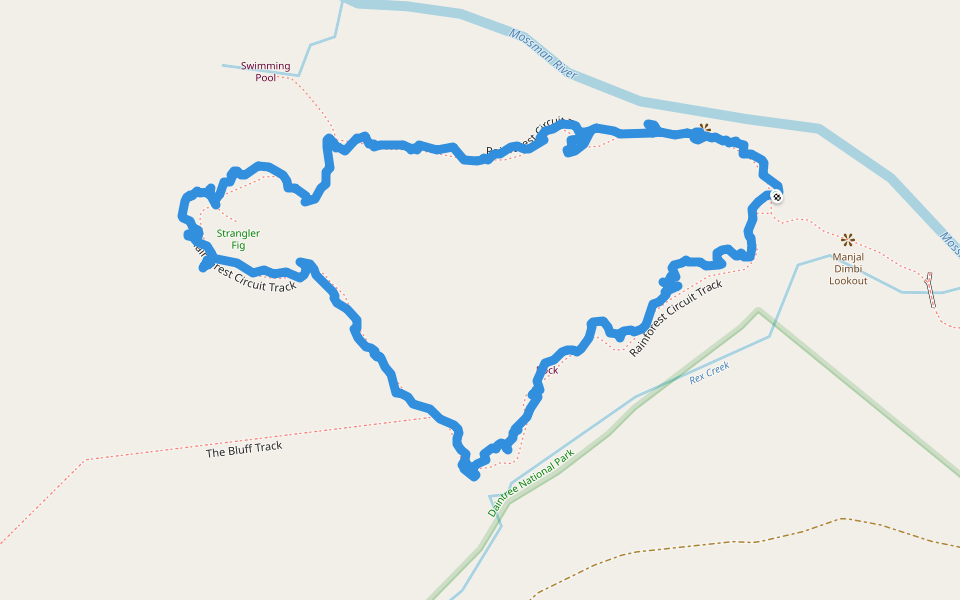 Rainforest Circuit Track walking route map in Mossman Gorge