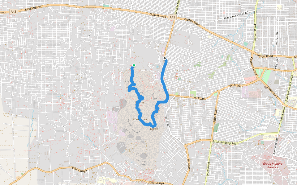 Jebel kujur walking route map in Rombe Lako