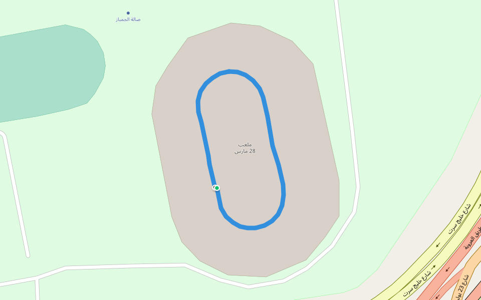 ملعب 28 مارس walking route map in Benghazi