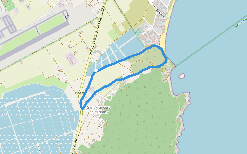 Parc natural de ses Salines walking route map in Sant Josep de sa Talaia