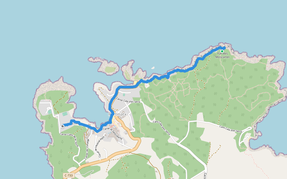 Vista Atardecer walking route map in Sant Joan de Labritja