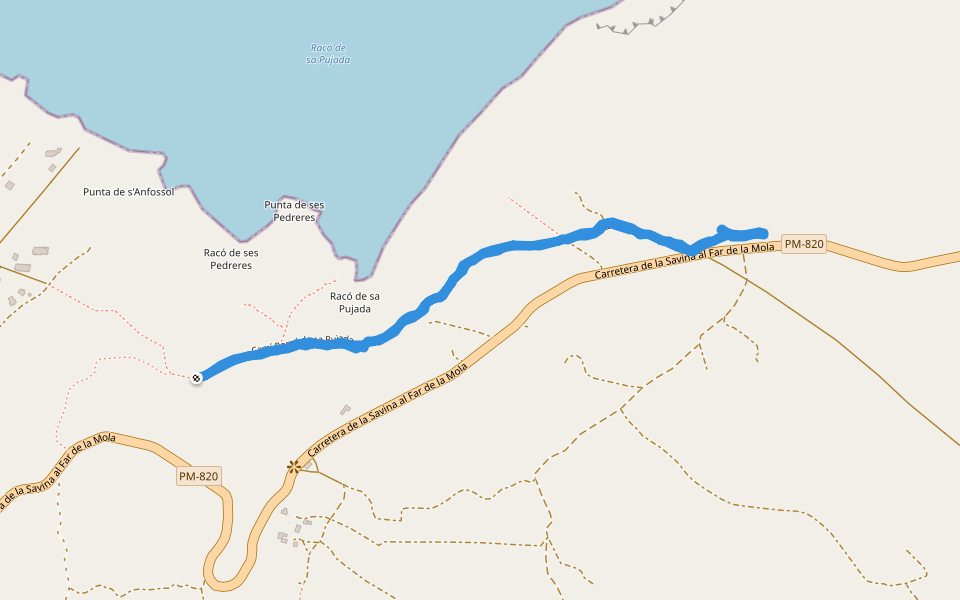 Camí Romá de sa Pujada walking route map in Formentera