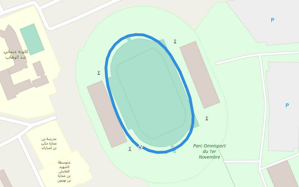 Parc Omnisport du 1er Novembre walking route map in Khenchela