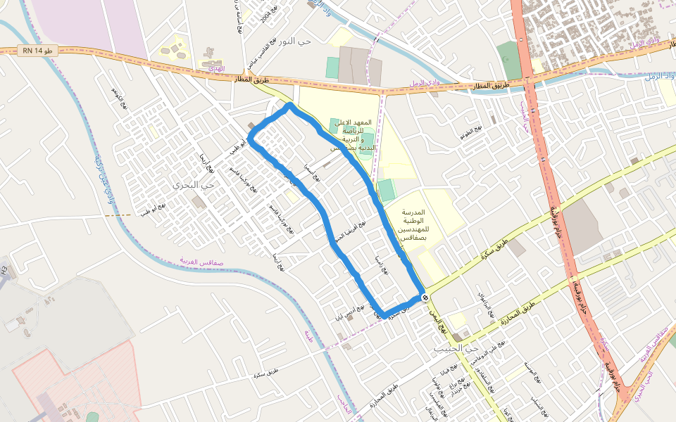 المعهد الاعلى للرياضة و التربية البدنية بصفاقس walking route map in Ouled Yaneg