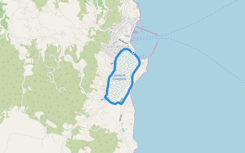 Saline di Carloforte walking route map in Carloforte