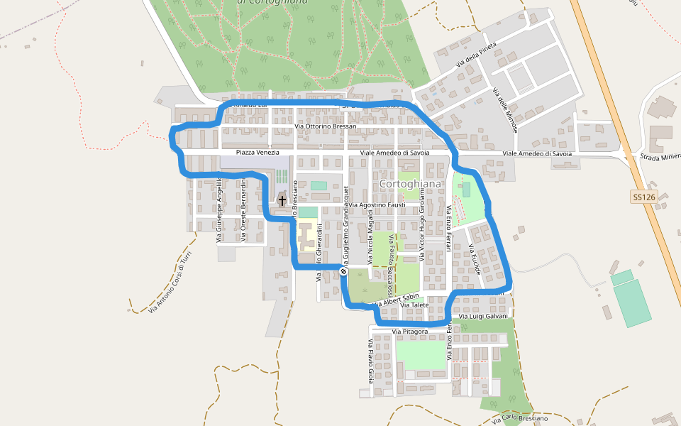 Pineta di cortoghiana walking route map in Cortoghiana