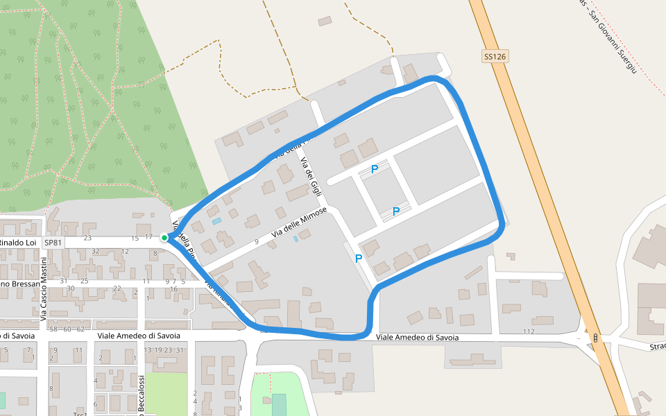Pineta di cortoghiana walking route map in Cortoghiana
