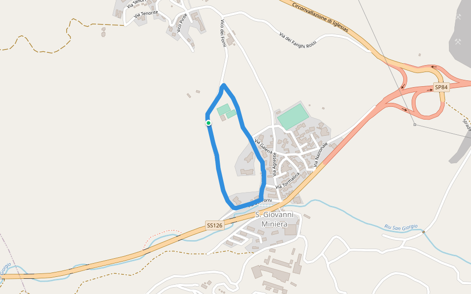 Calcetto walking route map in Bindua