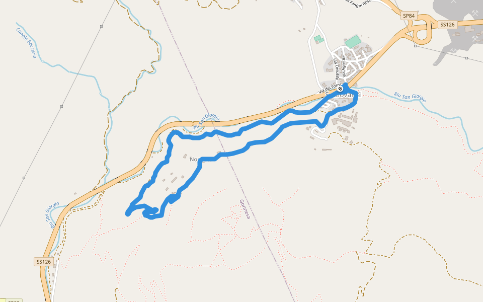 S. Giovanni walking route map in Bindua