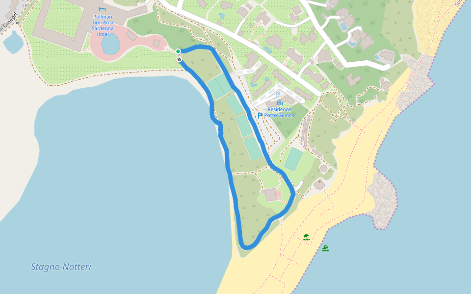 Stagno Notteri walking route map in Notteri