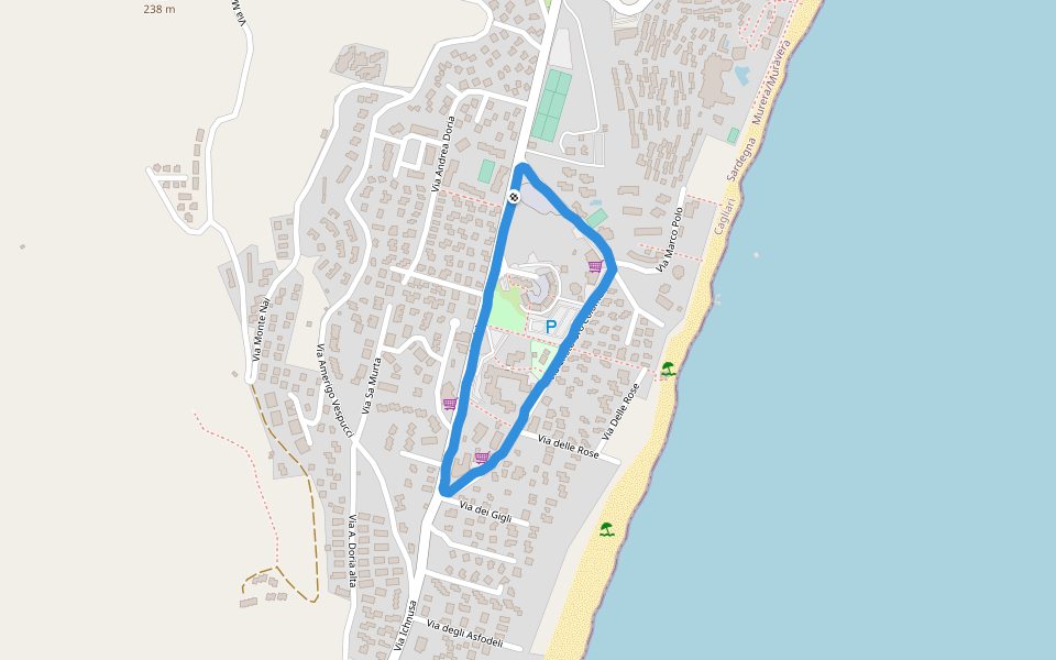 Via Ichnusa walking route map in Costa Rei