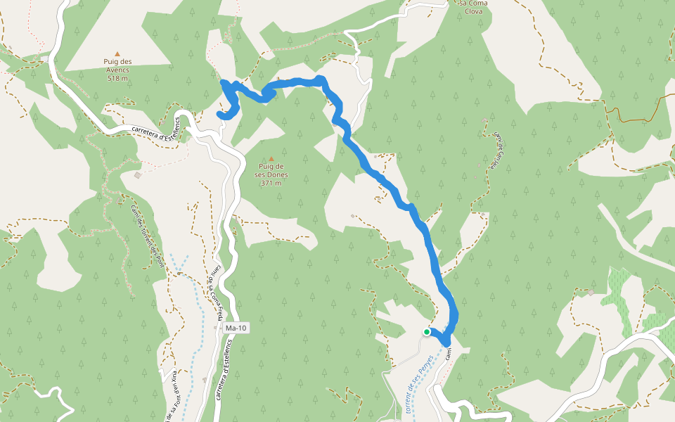 Puig de ses Dones walking route map in Andratx