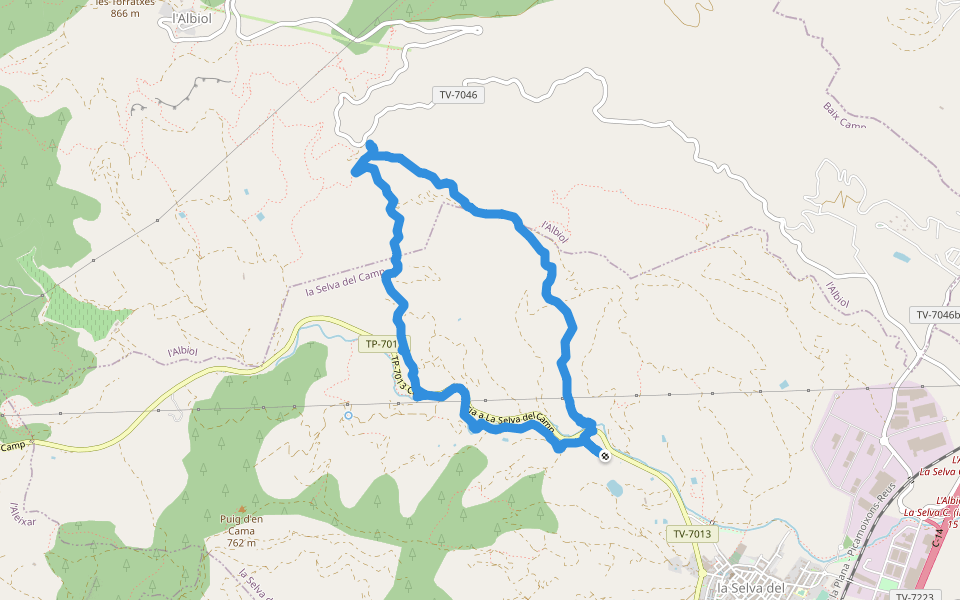 Camí del Garramell walking route map in La Selva del Camp