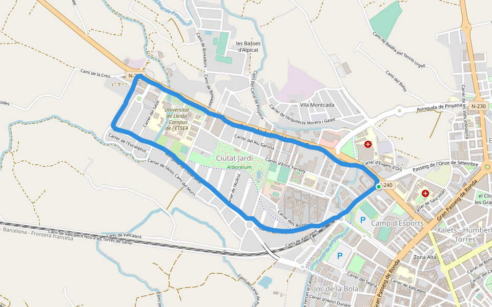 Universitat de Lleida - Campus de l'ETSEA walking route map in Lleida