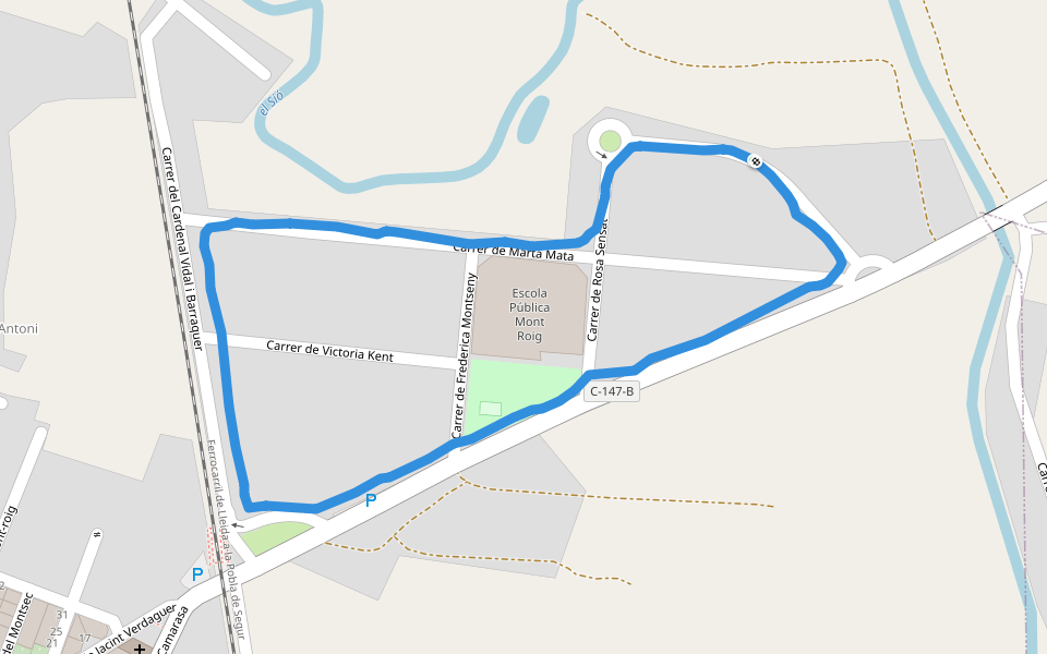 Escola Pública Mont Roig walking route map in Balaguer