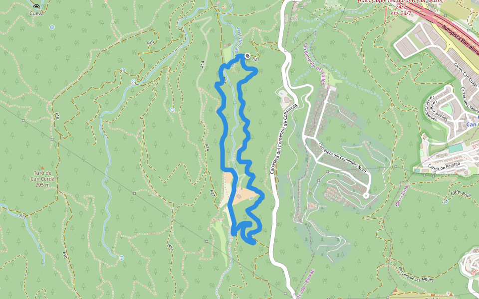 Parc de Collserola walking route map in Montcada i Reixac