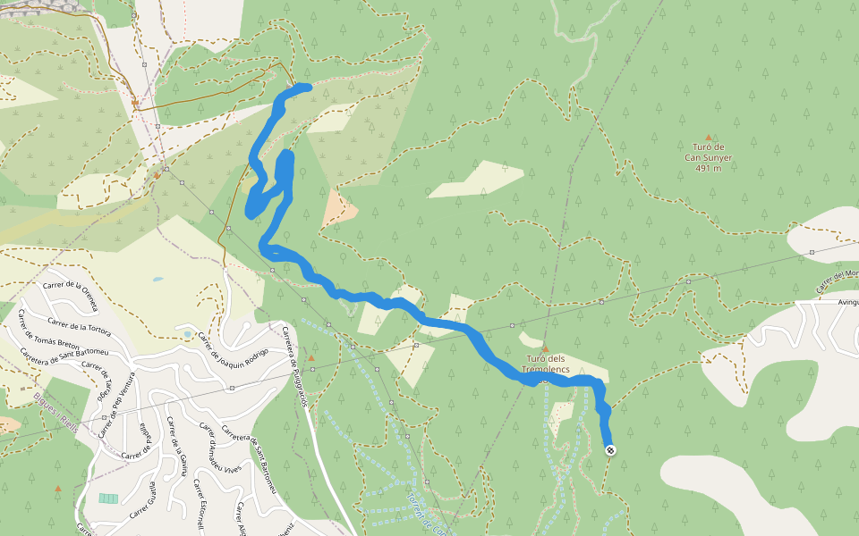 Santuari de la Mare de Déu del Puiggraciós - Turó dels Tremolencs walking route map in La Garriga