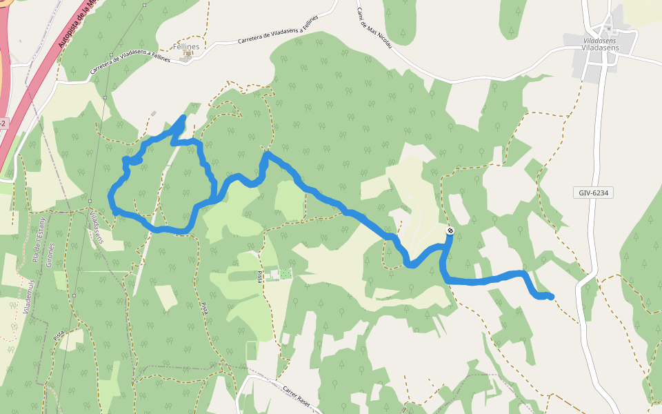 Fellines walking route map in Viladasens
