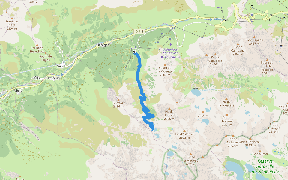 Neouvielle walking route map in Barèges