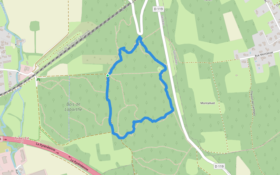 Trait Vert walking route map in Séméac