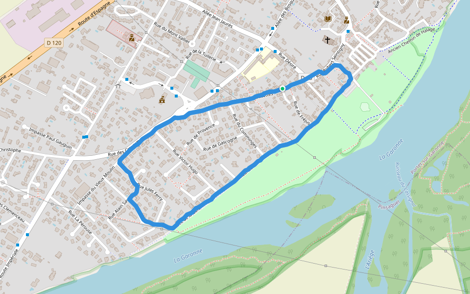 Réserve naturelle de la Confluence Garonne-Ariège walking route map in Portet-sur-Garonne