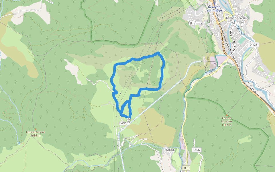 Le plateau de Génat walking route map in Genat