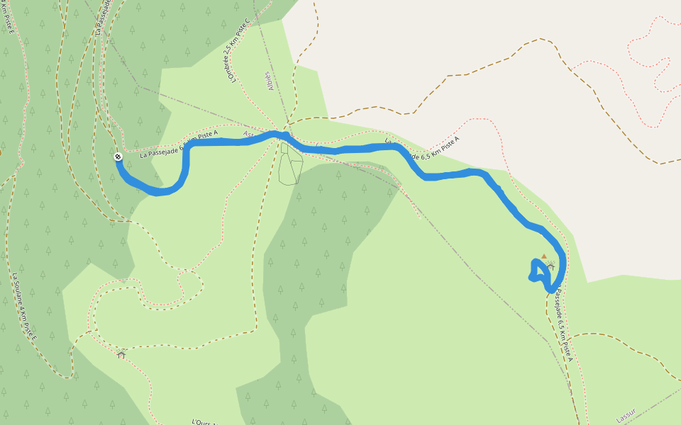 La Passejade 6,5 Km Piste A walking route map in Aston