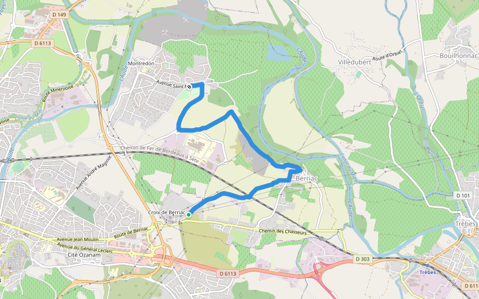 Pour sportif averti walking route map in Berriac