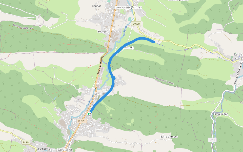 La voie verte et saine walking route map in Lavelanet