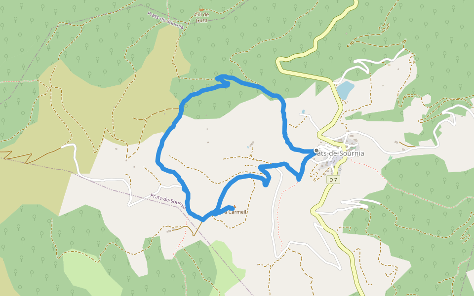 Al Carmeil walking route map in Prats-de-Sournia