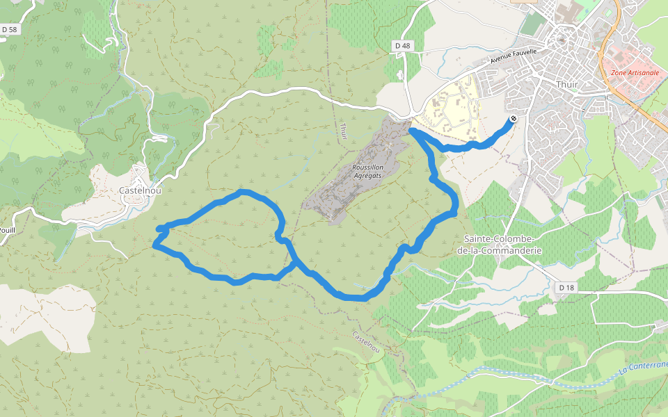 Château Vicomtal walking route map in Thuir