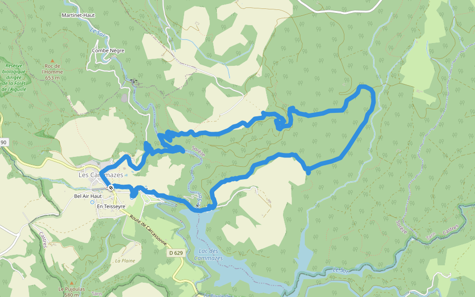 Aqueduc d'En Bosc walking route map in Les Cammazes