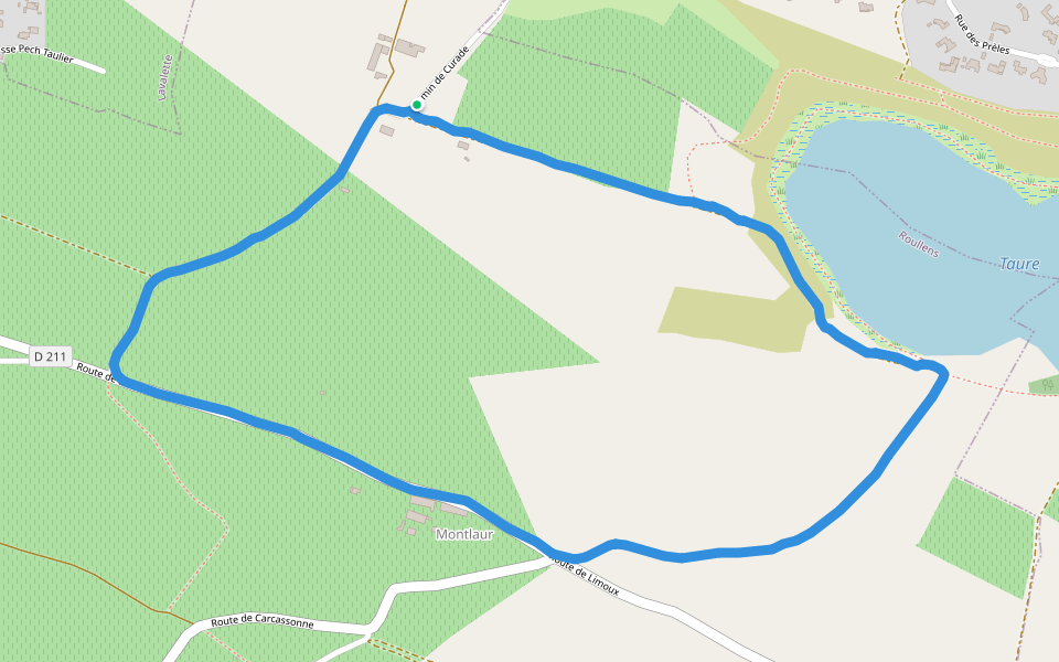 Taure walking route map in Roullens