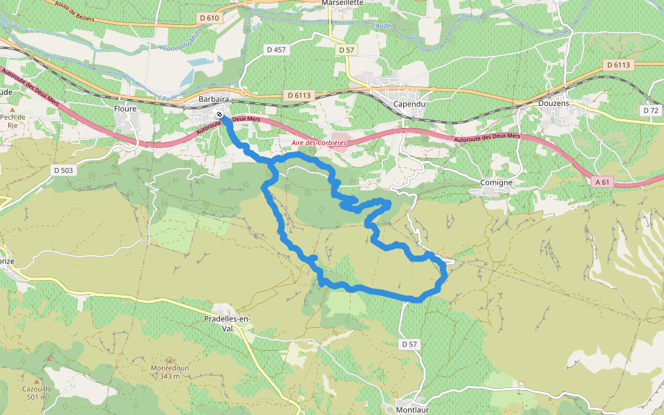 Chemin du Rec de Tale walking route map in Barbaira