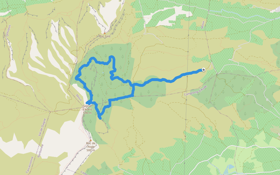 Signal d'Alaric walking route map in Moux