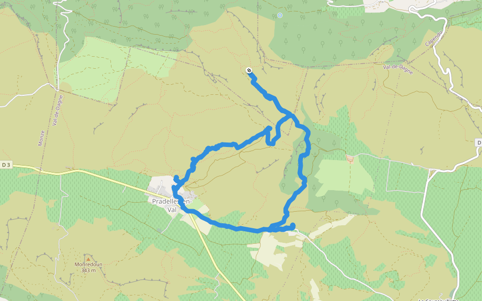 Chemin de la Cité walking route map in Barbaira