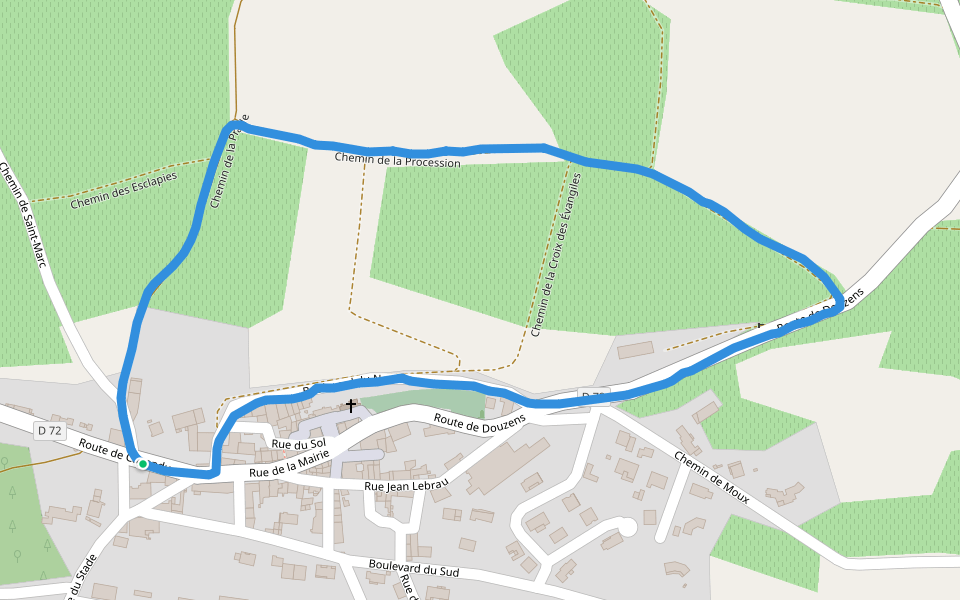 Place du Château walking route map in Comigne