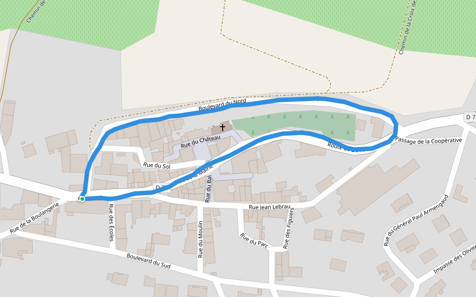 Place du Château walking route map in Comigne