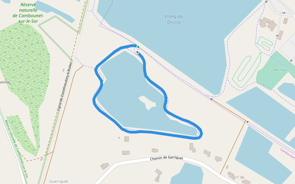 Étang du Dicosa walking route map in Saix