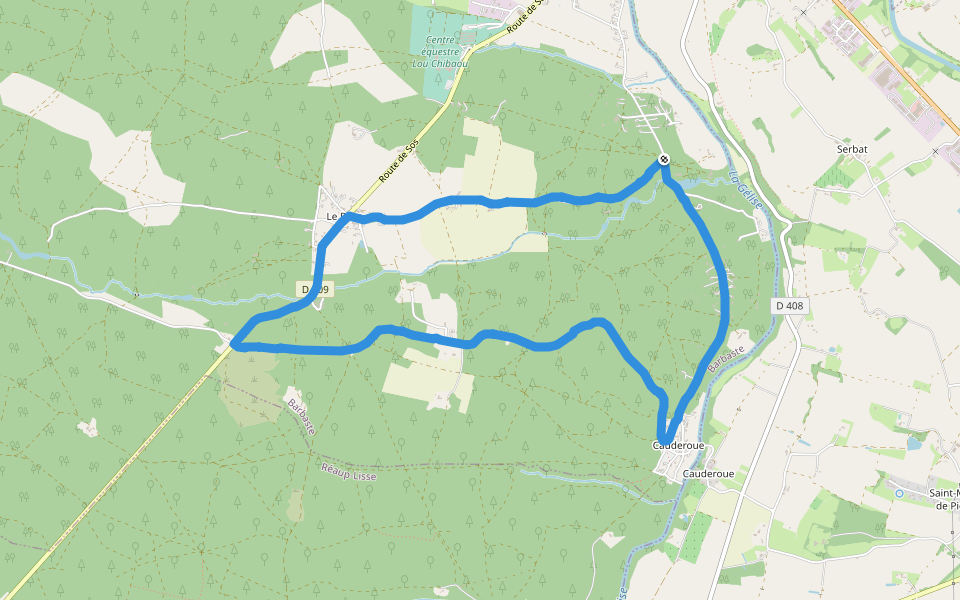 Place de l'Église walking route map in Barbaste