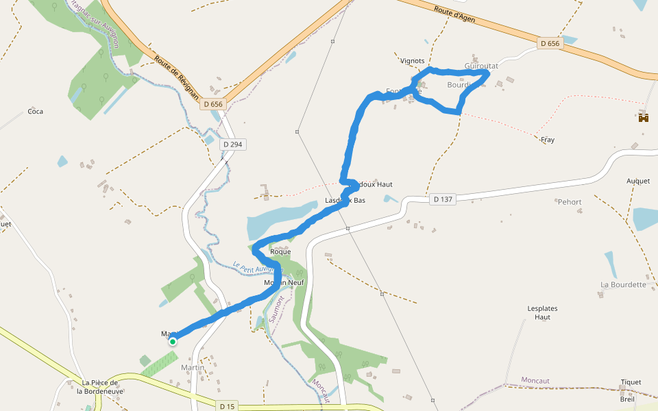 Pont de Pierre walking route map in Saumont